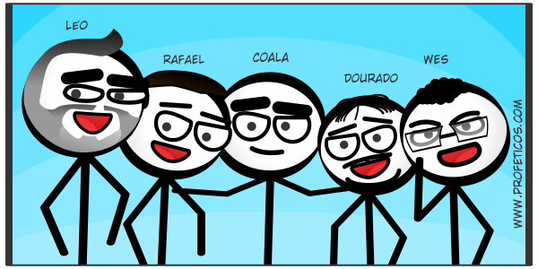 Léo, Eu, Coala, Dourado e Wes Café com HQ
