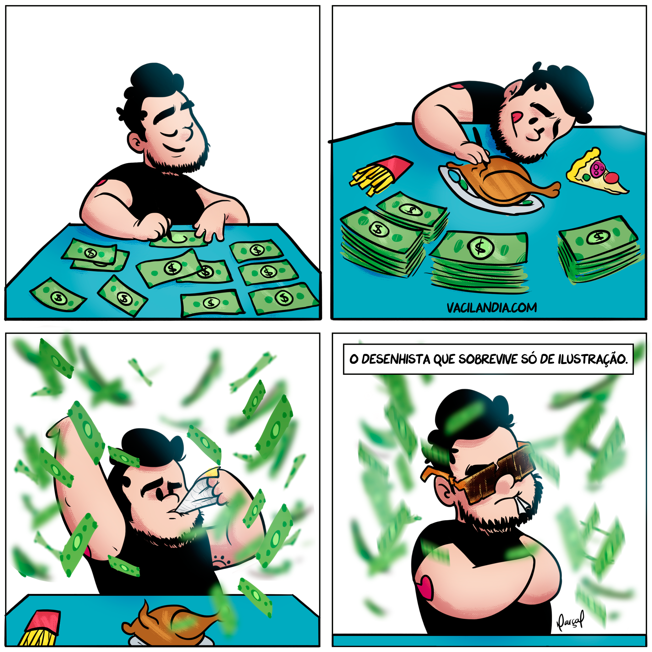 Boco e o desenhista que vive exclusivamente de ilustracao