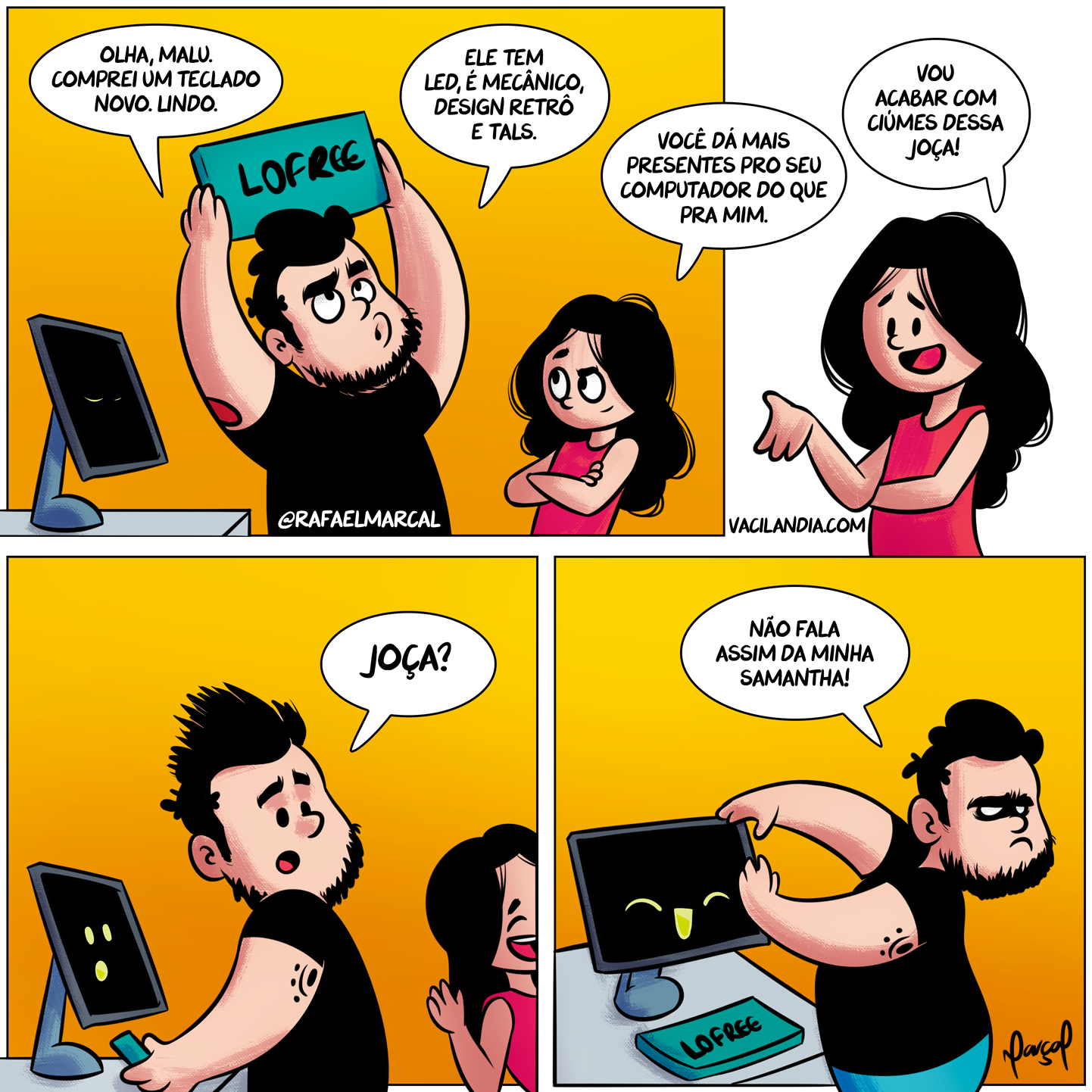 Boco e o teclado novo