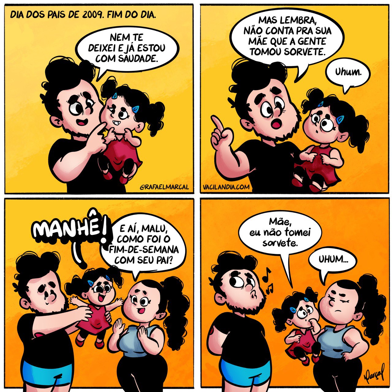 Bocó e o dia dos pais de 2009 | webcomic, tirinhas, sorvete, mentira, humor, dia dos pais, bocó