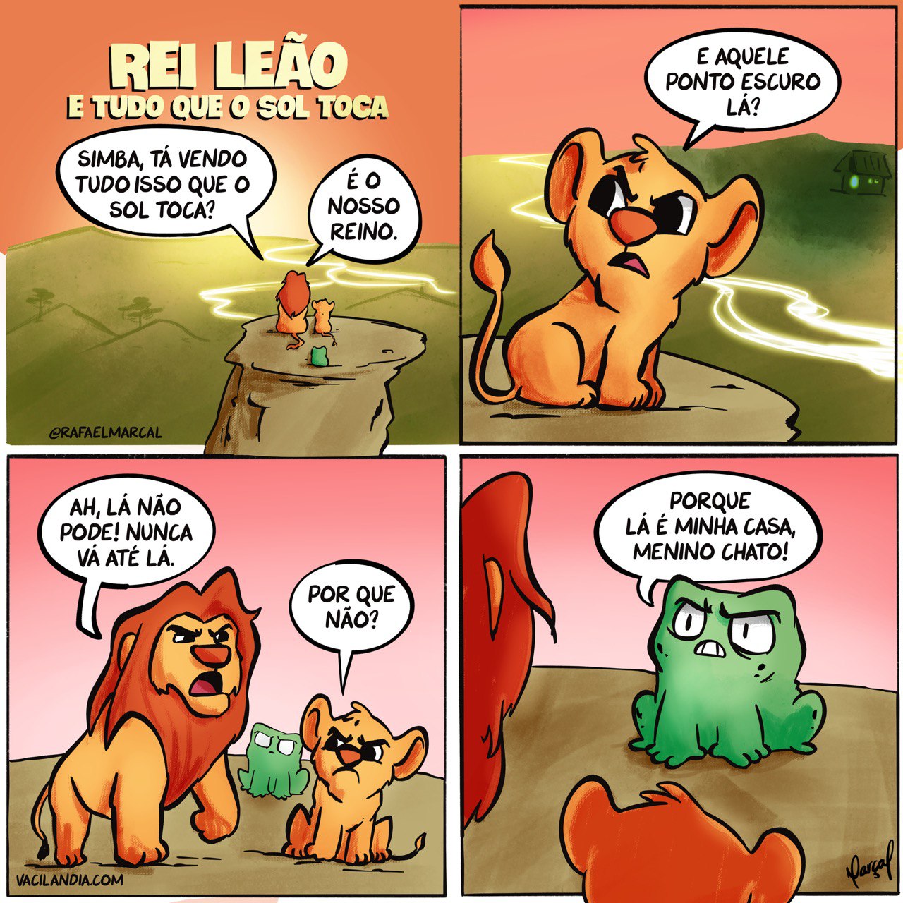 Simba e o Rei Leão conversando sobre tudo que o sol toca